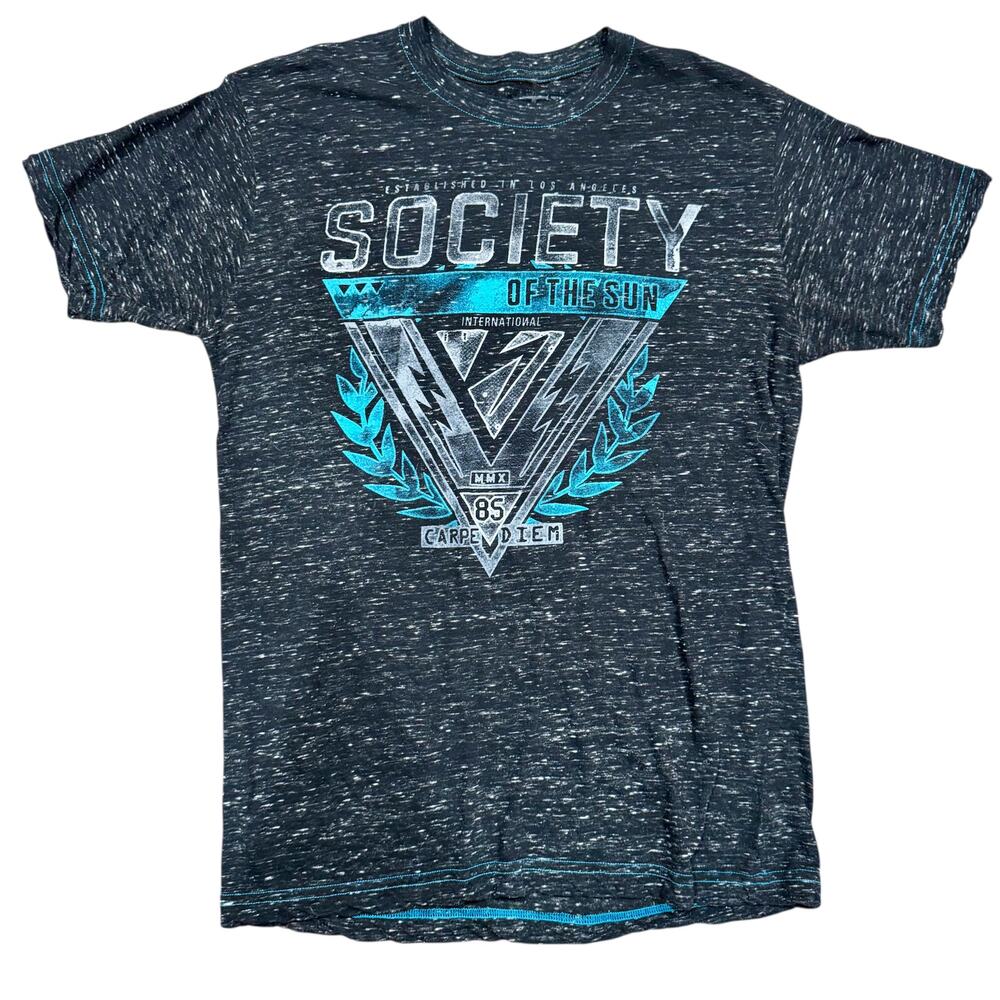 Society Of The Sun Buckle Black Burnout Mens Graphic Short Sleeve Shirt Large